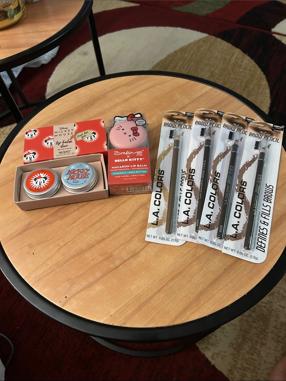 L.A. Colors Brow Pencils + Assorted Lip Balms (Hello Kitty & Mickey Theme)